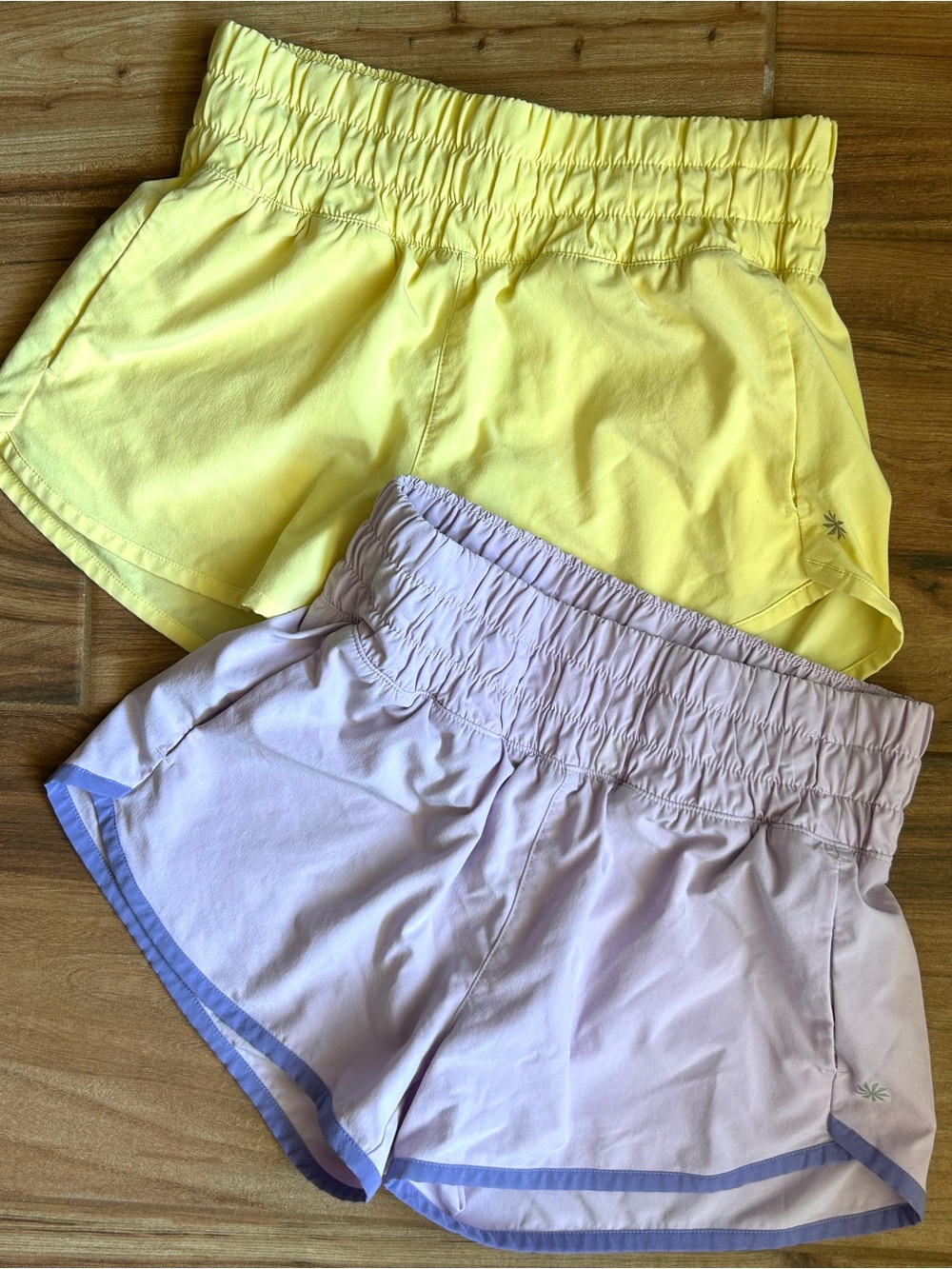 Athleta Girl 2-Pack Athletic Shorts Lined Yellow & Lavender